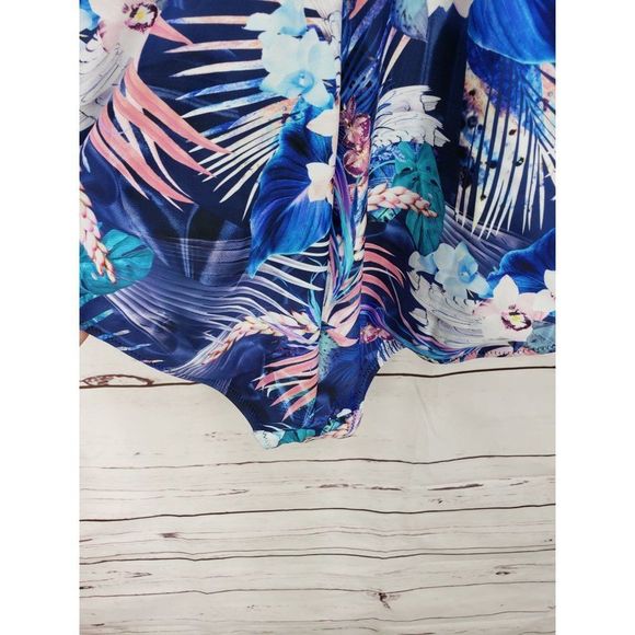 Seekers Essentials Blue 763672 Tropical Floral NWOT One Piece Swimwear - Picture 7 of 11